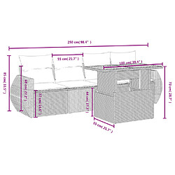 Avis vidaXL Salon de jardin 5 pcs avec coussins noir résine tressée