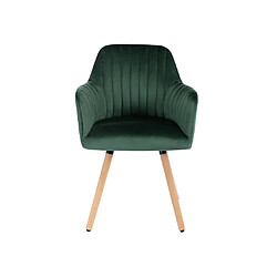 Vente-Unique Chaise avec accoudoirs en velours et métal effet bois - Vert foncé - ELEANA