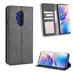 Etui en PU vintage auto-absorbé avec support noir pour votre OnePlus 8 Pro