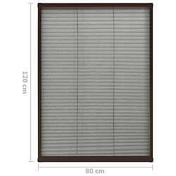 vidaXL Moustiquaire plissée pour fenêtre Aluminium Marron 80x120 cm pas cher