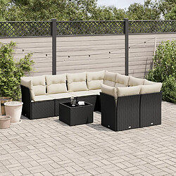 Maison Chic Salon de jardin 9 pcs avec coussins | Ensemble de Table et chaises | Mobilier d'Extérieur noir résine tressée -GKD81853