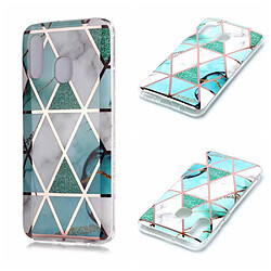 Coque en TPU motif marbre or rose imd blanc/cyan pour votre Samsung Galaxy A20e