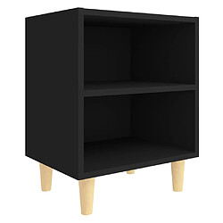 vidaXL Table de chevet avec pieds en bois massif Noir 40x30x50 cm