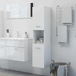 Maison Chic Armoire de salle de bain,Meuble de rangement,Meuble haut Blanc brillant 30x30x130 cm Aggloméré -GKD629866