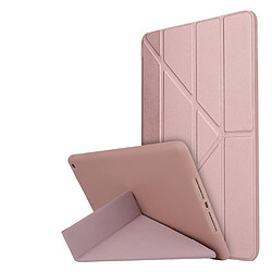 Etui en PU + silicone déformé avec support or rose pour votre Apple iPad 10.2 (2019)