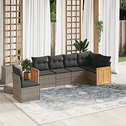 Maison Chic Salon de jardin 6 pcs avec coussins | Ensemble de Table et chaises | Mobilier d'Extérieur gris résine tressée -GKD79831