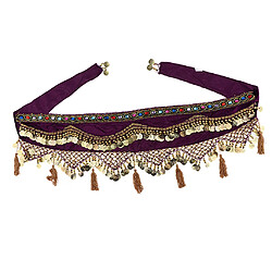 paillettes de danse du ventre hanche foulard femme jupe avec pièces d'or violet pas cher