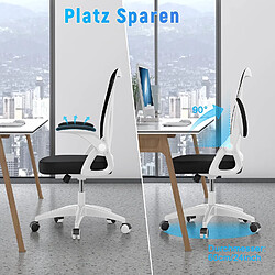 Chaises de bureau pour le bureau à domicile - avec accoudoirs rabattables à 90 ° et support lombaire - Chaises de bureau ergonomiques Rattantree pour la maison - Réglable en hauteur - Mobilier de bureau à domicile NOIR et BLANC pas cher