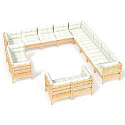 Maison Chic Salon de jardin 13 pcs avec coussins | Ensemble de Table et chaises | Mobilier d'Extérieur crème Bois de pin massif -GKD94521