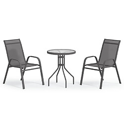 Avis Maison Chic Table de bistro et chaises d'extérieur 3 pcs,Ensemble de bistro de jardin pour relax Gris -GKD221787