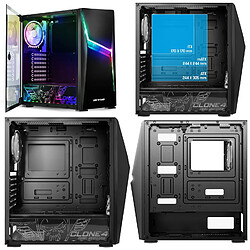 Avis Spirit Of Gamers Boitier PC gamer CLONE 4 A-RGB EDITION 60 modes , compatible carte mère ATX, mATX, ITX, jusqu'à 4 baies