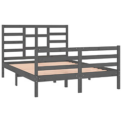 Avis vidaXL Cadre de lit sans matelas gris bois massif 140x190 cm