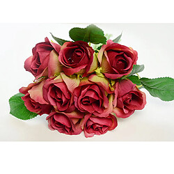 Acheter Main attachée 9 têtes roses artificielles bouquet de simulation décoration florale vin