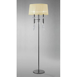 Luminaire Center Lampadaire Tiffany 3+3 Ampoules E27+G9, chrome poli avec Abat jour crème & cristal transaparent