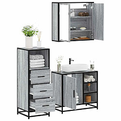 vidaXL Ensemble de meubles de salle de bain 3 pcs Sonoma gris