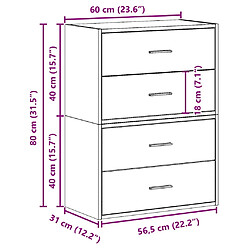 vidaXL Armoires avec 2 tiroirs 2 pcs vieux bois bois d'ingénierie pas cher