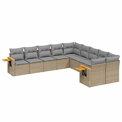 Maison Chic Salon de jardin avec coussins 10 pcs, Ensemble Tables et chaises de jardin, beige résine tressée -GKD499061