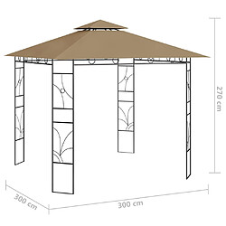 Acheter vidaXL Belvédère 3x3x2,7 m Taupe 160 g/m²