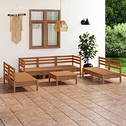 Maison Chic Salon de jardin 8 pcs - Table et chaises d'extérieur - Mobilier/Meubles de jardin Moderne Marron miel Bois de pin massif -MN39453