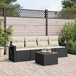 Maison Chic Salon de jardin 5 pcs avec coussins | Ensemble de Table et chaises | Mobilier d'Extérieur noir résine tressée -GKD30470