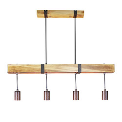 NETTLIFE Suspension 4 ampoules E27 Diam.80cm rétro avec poutre en bois Vintage pour salle à manger cuisine max.25W 