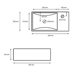 Ecd Germany lavabo 350x205x125 mm en céramique blanche avec kit d'écoulement sans trop-plein