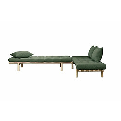 Avis Inside 75 Méridienne futon PACE en pin coloris vert olive couchage 75*200 cm.