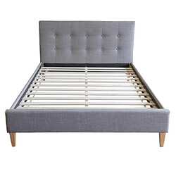 Homestyle4U Lit double en tissu rembourre 120x200 avec sommier a lattes