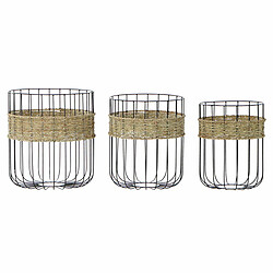 Set de basket DKD Home Decor Métal Fibre Loft (3 pcs)