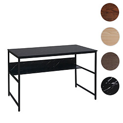 Mendler Bureau HWC-K80, table d'ordinateur table de travail table de rangement, métal MDF 120x60cm ~ aspect marbre noir