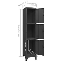 vidaXL Armoire à casiers Anthracite 38x45x180 cm Acier pas cher