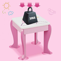 Acheter Helloshop26 Coiffeuse pour enfant table de maquillage avec tabouret miroir détachable et 1 tiroir de rangement blanc et rose 20_0004873