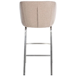 Decoshop26 Tabouret de bar x1 dossier arrondi en feutrine taupe quatre pieds en acier inoxydable 10_0005366 pas cher