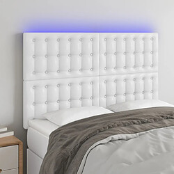 Maison Chic Tête de lit scandinave à LED,meuble de chambre Blanc 144x5x118/128 cm Similicuir -MN40518