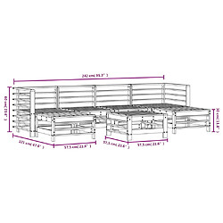 vidaXL Salon de jardin 7 pcs Marron miel Bois de pin massif pas cher