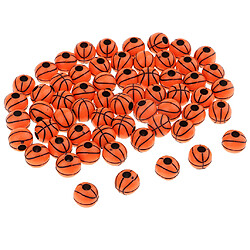 60 perles de basket-ball de sport en résine perles rondes artisanat fournitures orange pas cher