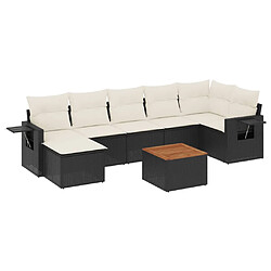 vidaXL Salon de jardin 8 pcs avec coussins noir résine tressée