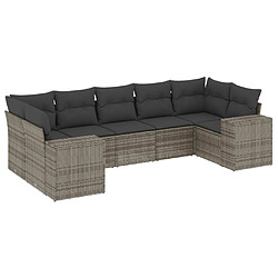 vidaXL Salon de jardin avec coussins 7 pcs gris résine tressée