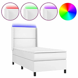 Sommier à lattes et matelas LED,Cadre à lattes de lit pour Adulte Blanc 90x190cm Similicuir -MN30543