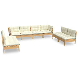 Maison Chic Salon de jardin 8 pcs + coussins - Mobilier/Meubles de jardin - Table et chaises d'extérieur crème Bois de pin massif -MN97785