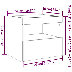 vidaXL Table de chevet avec lumières LED chêne marron 50x40x45 cm pas cher