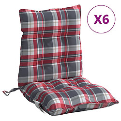 vidaXL Coussins de chaise à dossier bas lot de 6 motif carreaux rouge