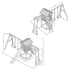 Acheter AXI Beach Tower Aire de Jeux avec Toboggan en Rouge, Cadre d'escalade, 2 Balançoires & Bac à Sable | Grande Maison Enfant extérieur en Gris & BLANC | Cabane de Jeu en Bois FSC