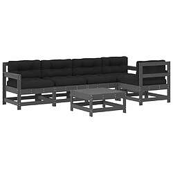 Maison Chic Salon de jardin 6 pcs + coussins - Mobilier/Meubles de jardin - Table et chaises d'extérieur gris bois massif -MN55032