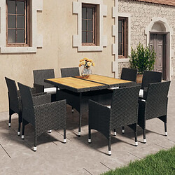 vidaXL Ensemble à manger de jardin 9 pcs Résine tressée et acacia Noir