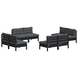 Avis Maison Chic Salon de jardin 8 pcs + coussins - Mobilier/Meubles de jardin - Table et chaises d'extérieur anthracite Bois de pin -MN68498