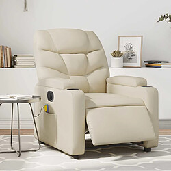 vidaXL Fauteuil de massage inclinable électrique crème similicuir