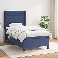 Maison Chic Lit adulte- Lit + matelas,Sommier à lattes de lit avec matelas Bleu 90x190 cm Tissu -GKD13000