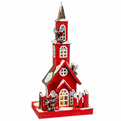 BigBuy Christmas Décorations de Noël Rouge Bois Maison 17 x 18 x 56 cm