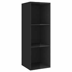 Maison Chic Meuble TV scandinave mural Banc TV suspendu pour salon - Noir brillant 37x37x107 cm Aggloméré -MN39891